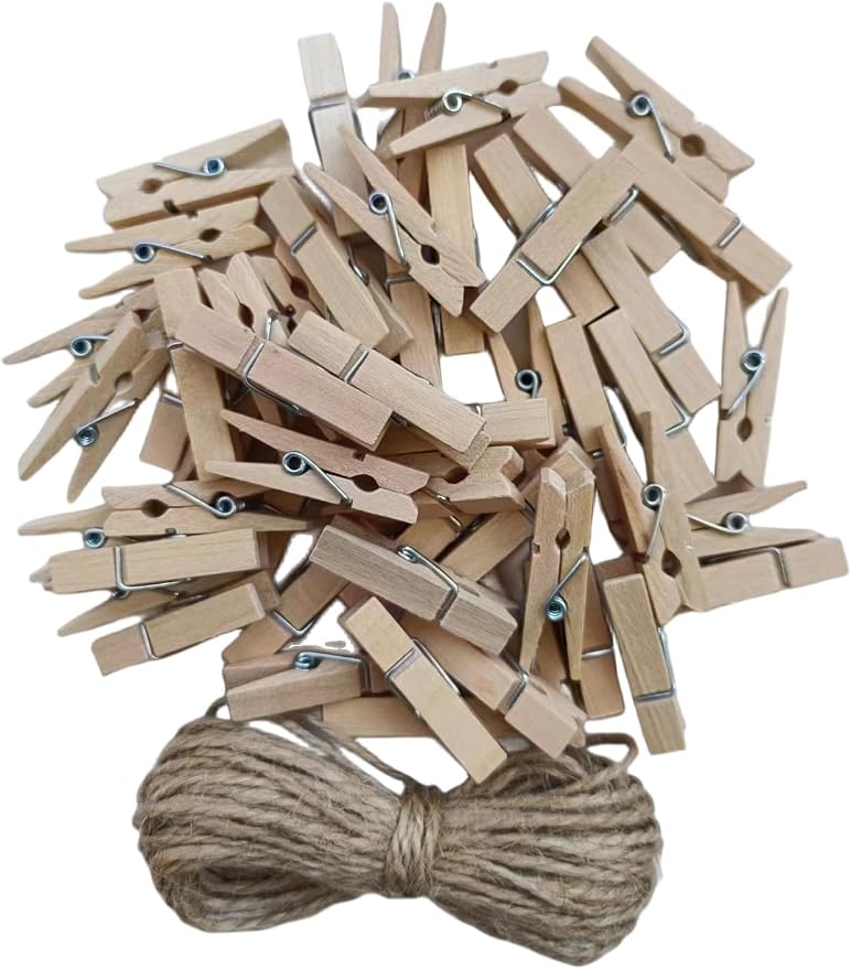 50PCS Small Wooden Clothespins for Pictures by Unknown