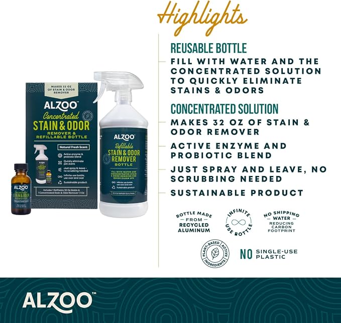ALZOO Concentrated Stain & Odor Remover Bundle Bottle Set, Includes 32 Fl. Oz - Image 3