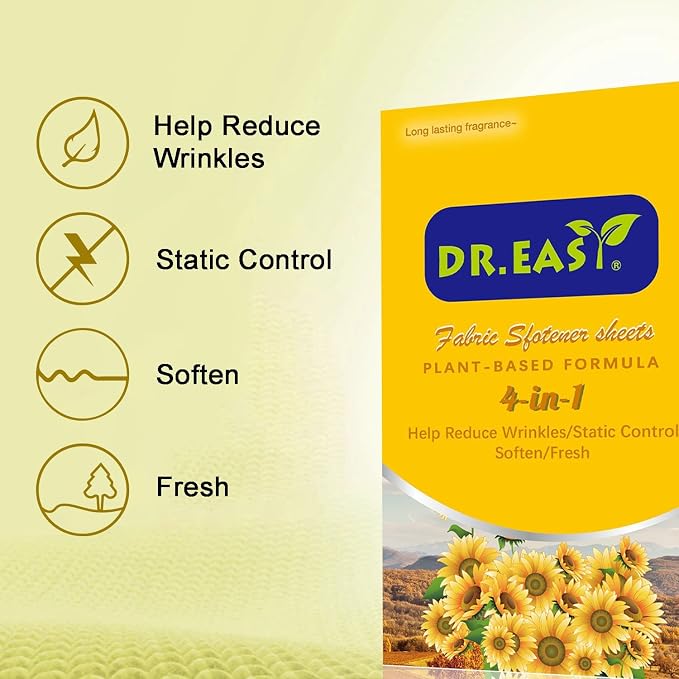 DR.EASY Dryer Sheets Plant Based Formula 252 Ct Fabric Softener sheets - Image 8
