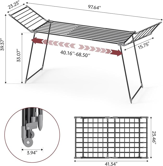 APEXCHASER Clothes Drying Rack Foldable, Large Drying Rack - Image 2