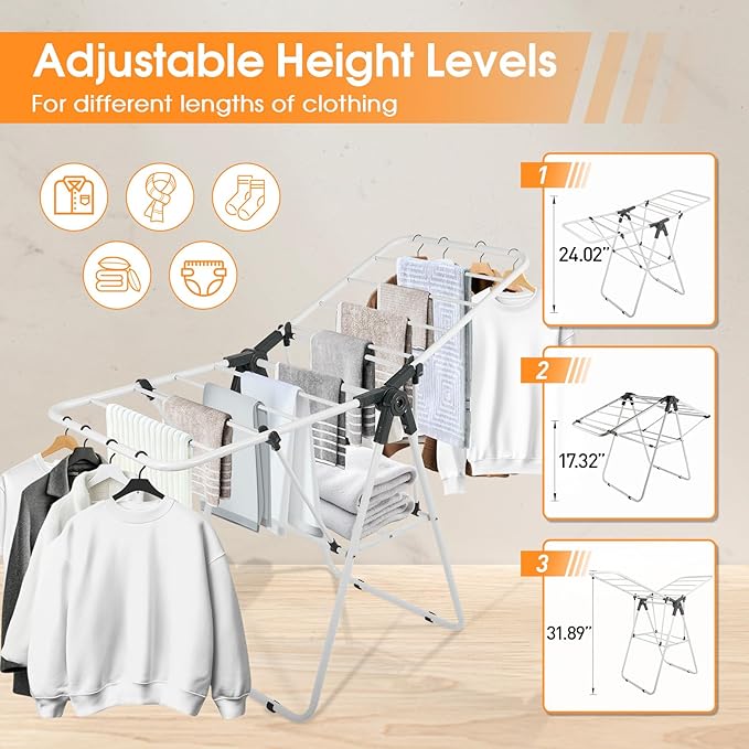Clothes Drying Rack, Metal Foldable Laundry Drying Rack, - Image 3
