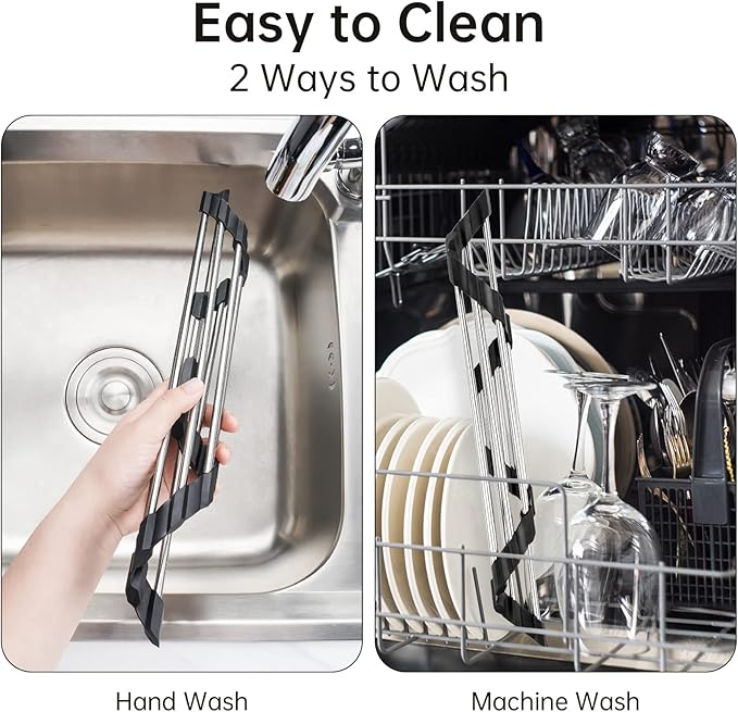 Tomorotec Foldable Stainless Steel Triangle Roll-Up Dish Drying Rack - Image 5