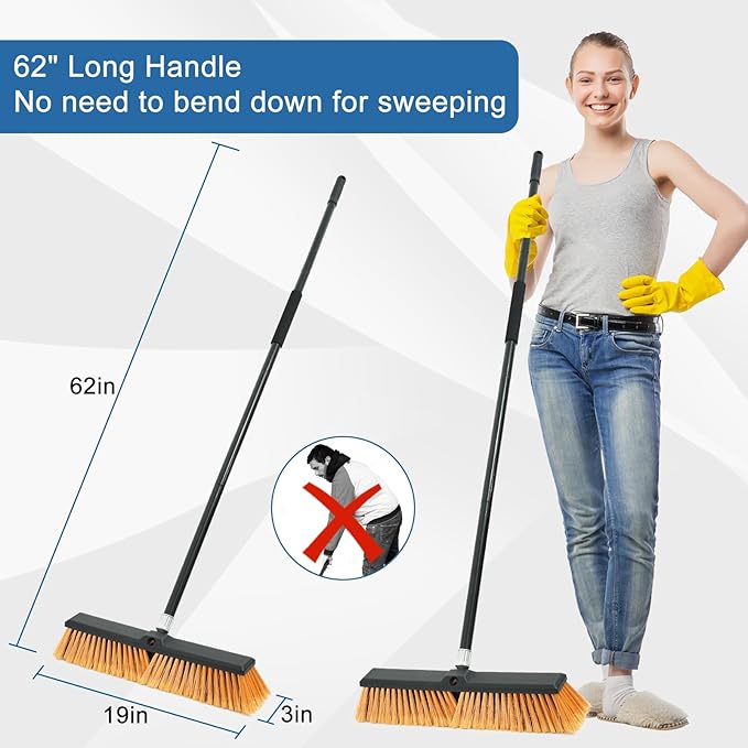 PBHEPJ 18 Inchs Push Broom Outdoor Heavy Duty, Shop Broom - Image 2