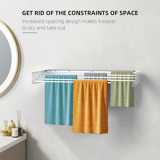 Laundry Drying Rack, Collapsible Wall Mounted Clothes Drying Rack - Image 3