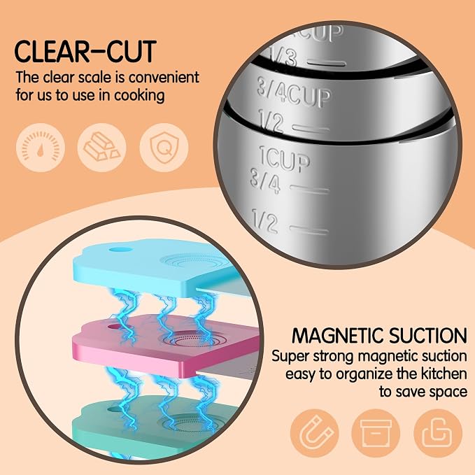 Magnetic Measuring Cups, 7 Stainless Steel Nesting Measuring Cup Set - Image 2