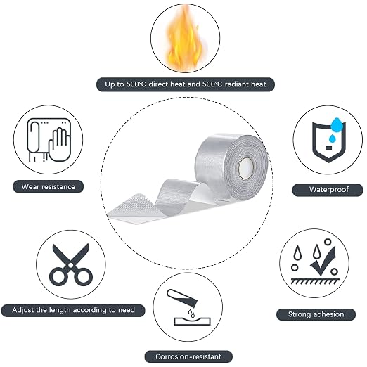 Zonon 2 Rolls Aluminum Foil Tape Heat Shield Tape Barrier Adhesive Reflective - Image 6