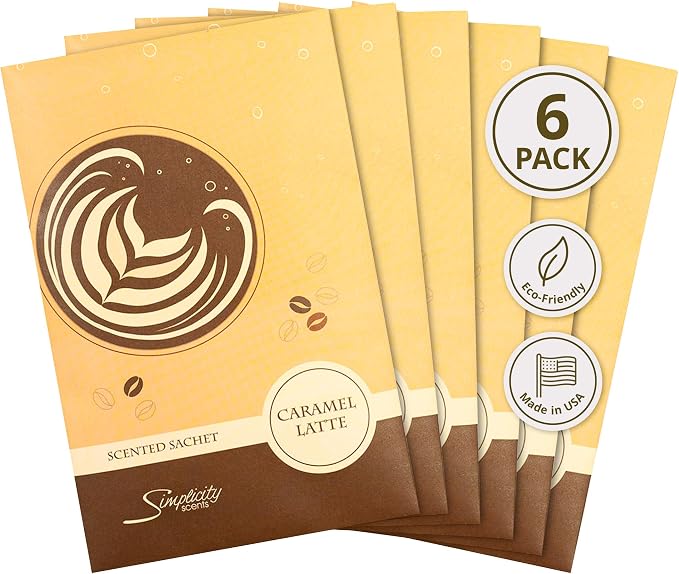 Floral Simplicity Caramel Latte Scented Sachets Pack of 6, Fall & Winter by FloralSimplicity