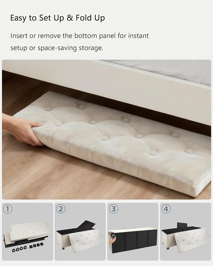 Storage Ottoman Bench, 43 Inch Foldable Ottoman - Image 7