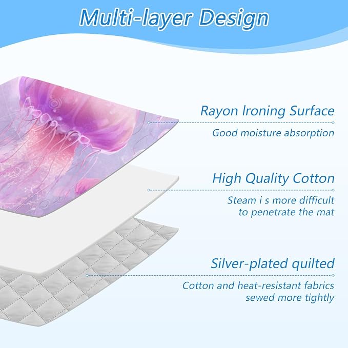 Pink Cute Jellyfishes and Bubbles Ironing Mat - Image 4