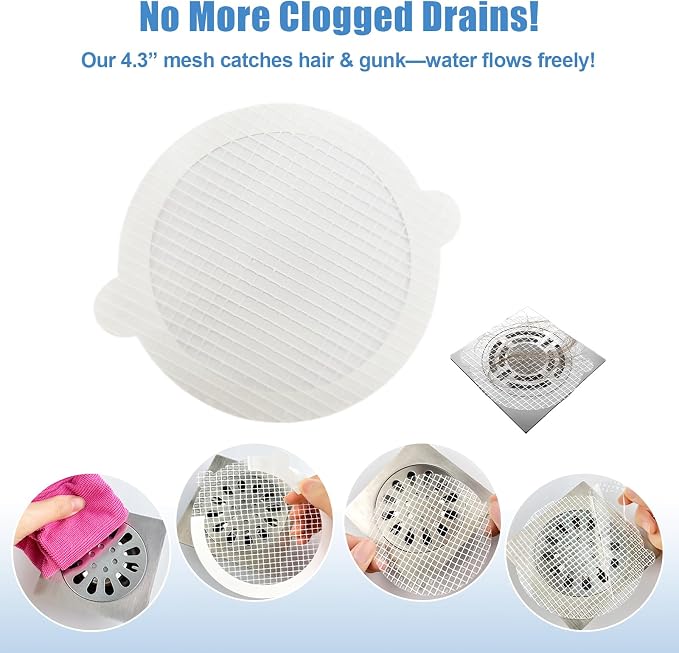 30 Pack Disposable Shower Drain Hair Catcher Hair Trap Drain Covers 4.3” - Image 3