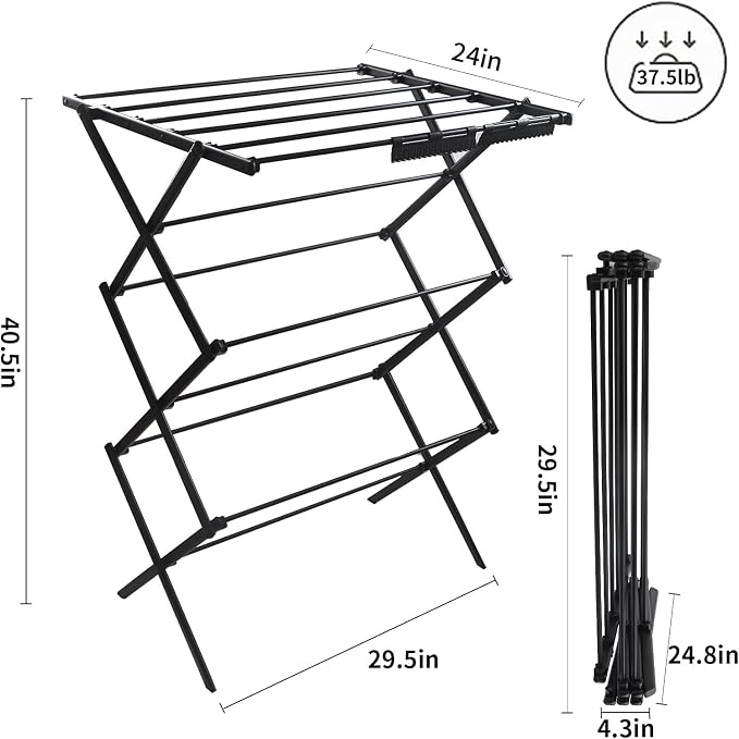 3 Tiers Foldable Clothes Drying Rack, Vertical Laundry Rack Portable and - Image 3