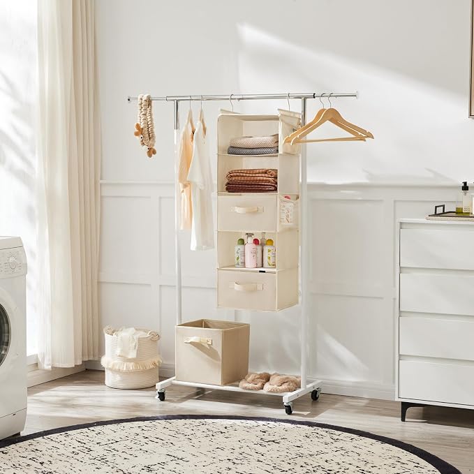 MAX Houser 5 Tier Shelf Hanging Closet Organizer, Cloth Hanging Shelf - Image 6