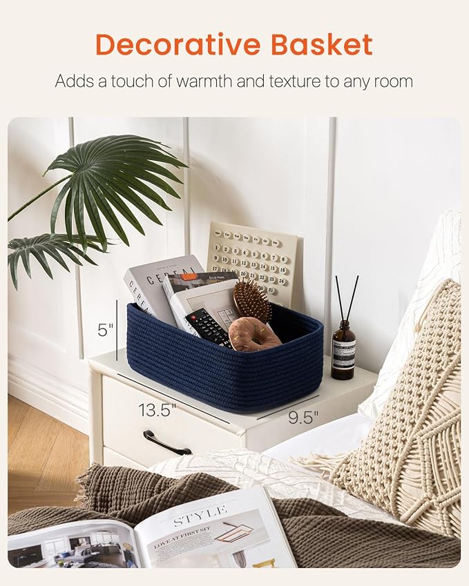 Small Woven Basket, 13.5 x 9.5 x 5 Inches, Storage Basket - Image 2