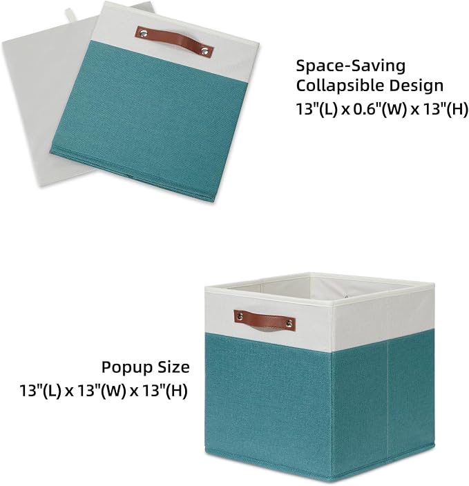 HNZIGE Fabric Storage Bins for Shelves 13x13 Storage Cubes Set Of 4 Foldable - Image 5