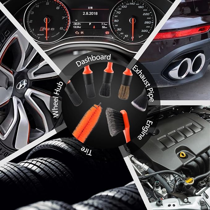 SPTA 8Pcs Wheel & Tire Brush Car Detailing kit, Easy Reach Wheel and Rim Brush - Image 8