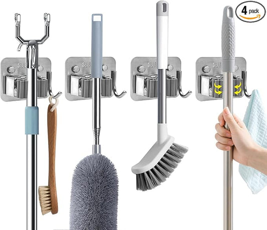 Broom Holder Wall Mount with Screws Broom and Mop Organizer Wall Hanging by Aenfaiy