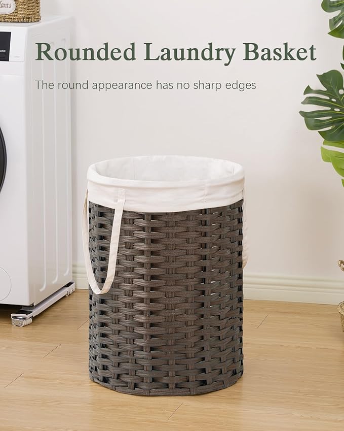 Laundry Hamper Laundry Basket Round 19.0 Gal Handwoven Rattan Laundry Basket - Image 2