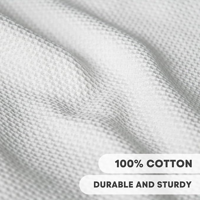 Artoid Mode 100% Cotton White Dark Grey Waffle Weave Kitchen Dish Cloths - Image 2