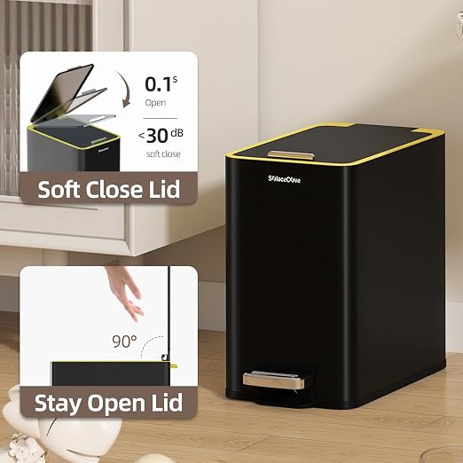 Bathroom Trash Can with Lid, 2.6Gal Stainless Steel Office Trash Can, Small - Image 3