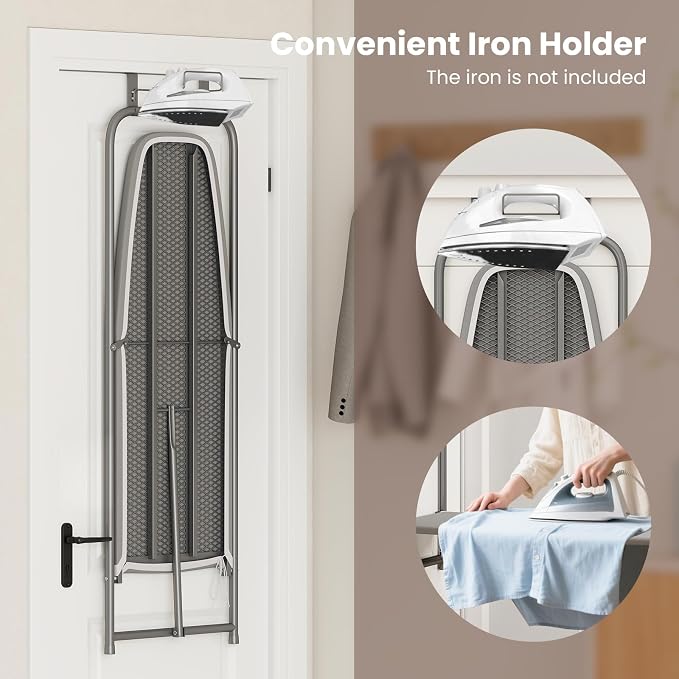 COSTWAY Over The Door Ironing Board, Space-Saving Metal Hanging Ironing Board - Image 5