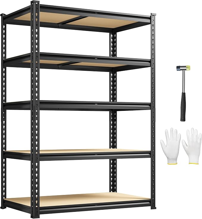5-Tier Storage Shelves, 1980LBS Adjustable Pantry Shelves, Metal Shelving Unit by Durayloly