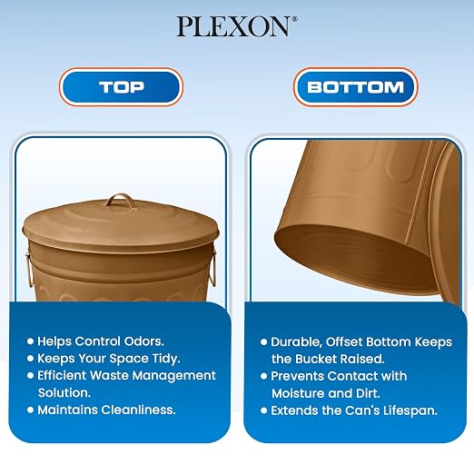 Plexon Round Trash Can 13 Gallon, Vintage Metal Outdoor Trash Can - Image 8