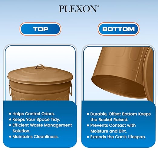 Plexon Round Trash Can 13 Gallon, Vintage Metal Outdoor Trash Can - Image 8