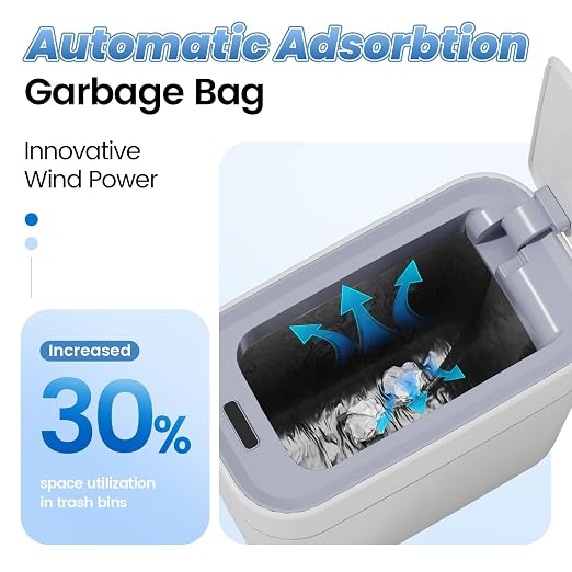 Bathroom Trash Can with Lid: 2.3 Gal Small Slim Motion Sensor Wastebasket - Image 2