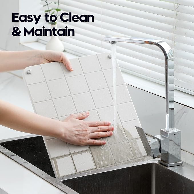 Stone Dish Drying Mat for Kitchen Counter, Water Absorbing Bathroom Tray Sink - Image 8