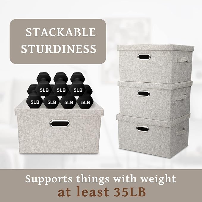Medium 15" 21 Quart Collapsible Stackable Storage Bins - Image 4