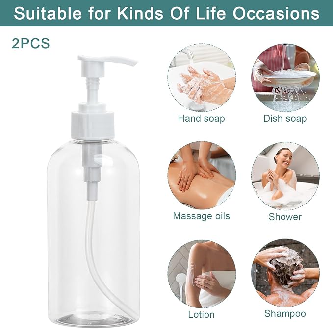 Yebeauty Pump Bottle Dispenser, 2 Pack 13.5oz/400ml Dish Lotion Soap Dispenser - Image 5