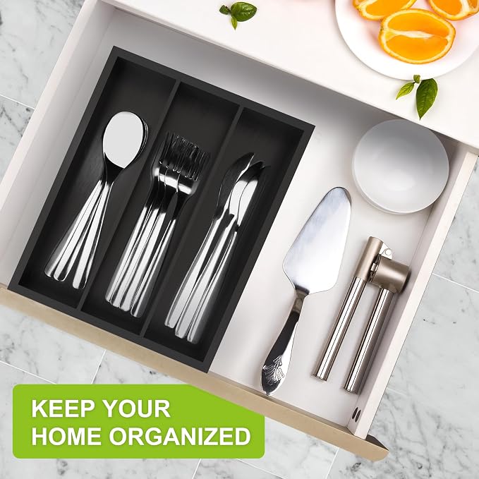 Bamboo Utensil Drawer Organizer, Kitchen Drawer Organizer - Image 5