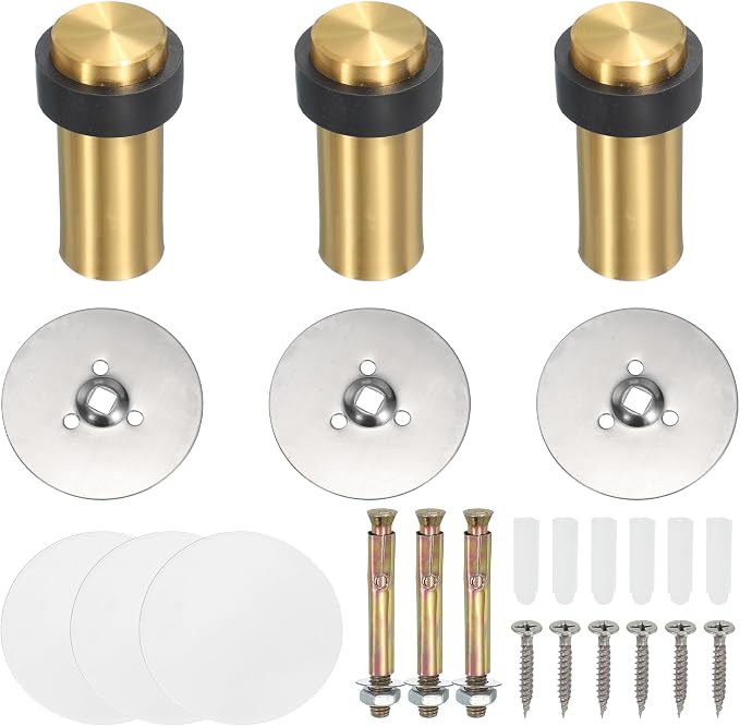 PATIKIL 3Set Round Door Stoppers, 80mm Stainless Steel Door Stop Doorstop Wedge by PATIKIL