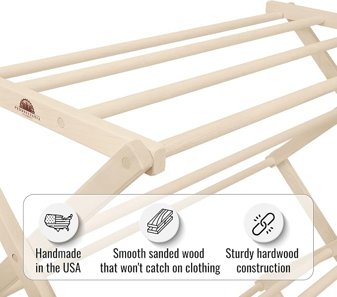 Pennsylvania Woodworks Premium American Maple Clothes Drying Rack - Image 9