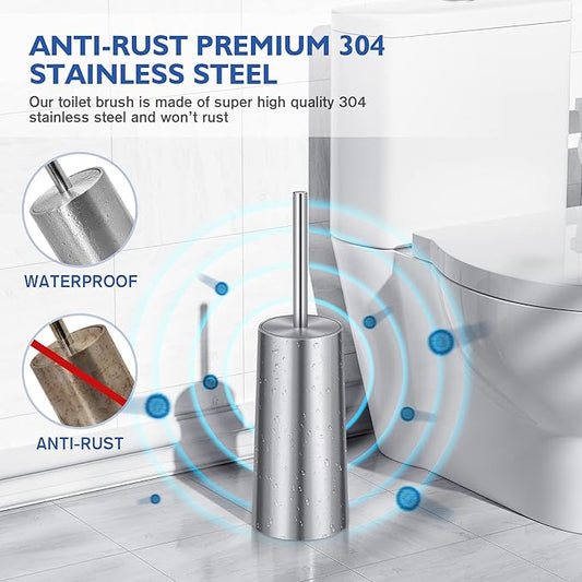 Toilet Brush and Holder, Toilet Brush 304 Stainless Steel, Toilet Bowl Brush - Image 2