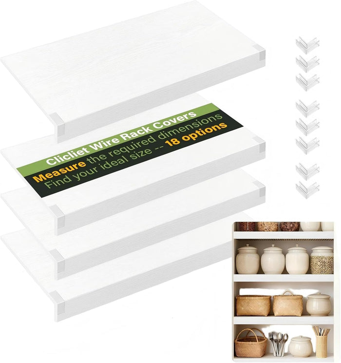 Wire Shelf Covers, 32" W X 12" D PVC Wire Rack Covers for Pantry (4pcs)