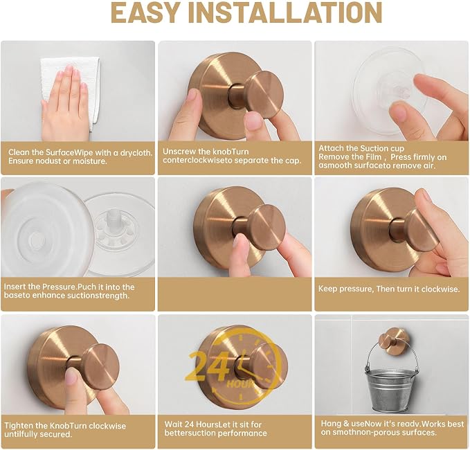 4pcs Suction Cup Hooks for Shower, Shower Towel Suction Hooks, No Drill Towel - Image 5