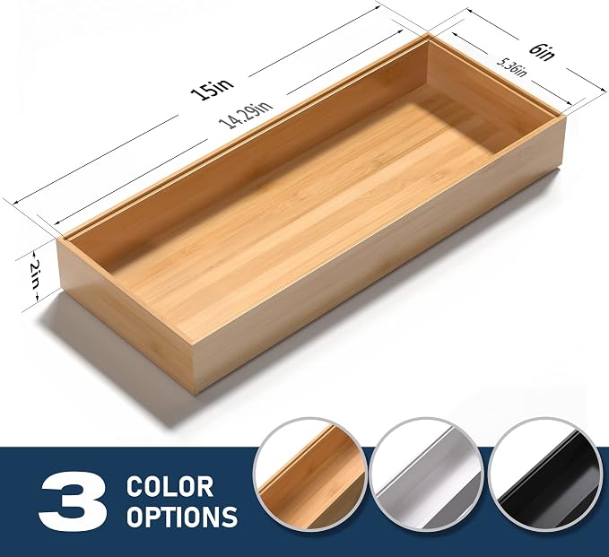 Bamboo Drawer Organizer, Stackable Utensil Organizer - Image 6