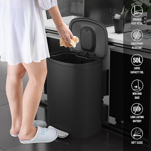 13 Gallon Stainless Steel Foot Pedal Large Trash Can - Image 7