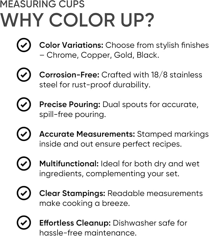 Color Up 1 Cup Measuring Cup – Premium Copper Stainless Steel, Accurate - Image 3