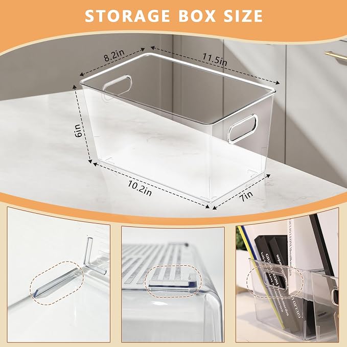 MOONEDGE 8-Pack Clear Plastic Storage Bins — Open-Top PET Containers and - Image 2
