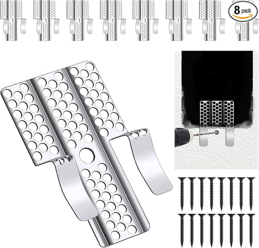 Drywall Repair Clips, 8 Pack Stainless Steel Wall Patch Kit by AdventureBuiltHomePerfected