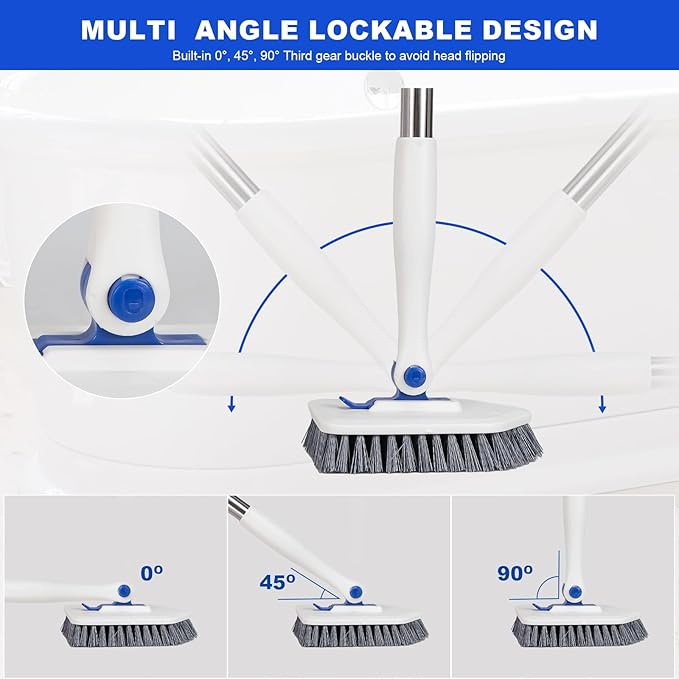 Tile Tub Scrubber Brush with 52-inch Adjustable Long Handle 3-in-1 Rotatable - Image 3