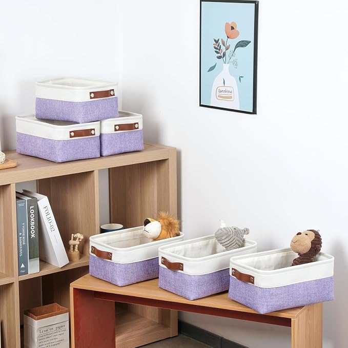 DULLEMELO Small Storage Baskets 6 Pack, Fabric Collapsible Gift Storage Baskets - Image 4