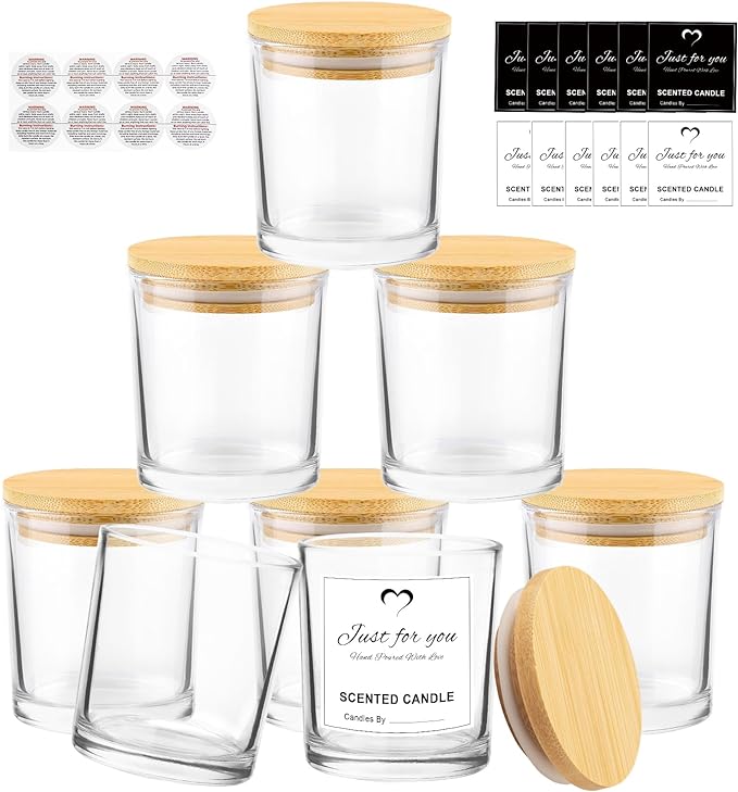 CONNOO 8 Pack 14 OZ Clear Glass Candle Jars by CONNOO
