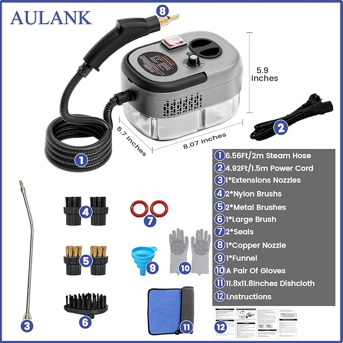 2500W Handheld Steam Cleaner, Portable Car Steamer - Image 6