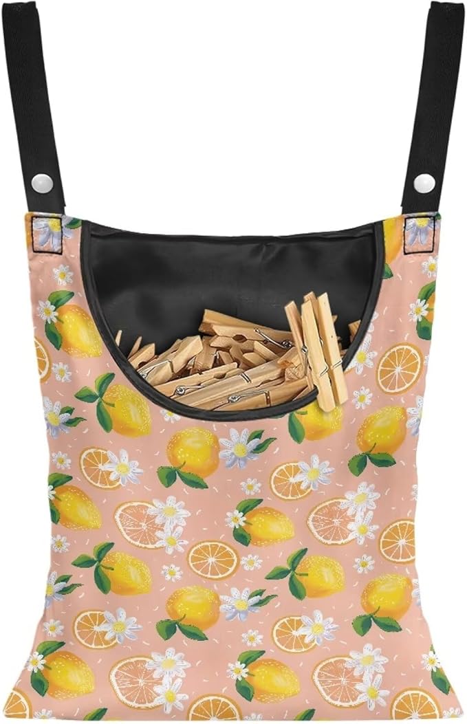 Lemon Print Clothespin Holder by CREAMIC