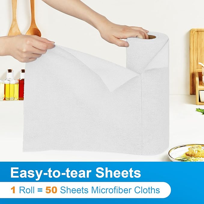 Microfiber Cleaning Cloth, 50 Sheets Shop Towels Commercial Grade Washcloths - Image 2