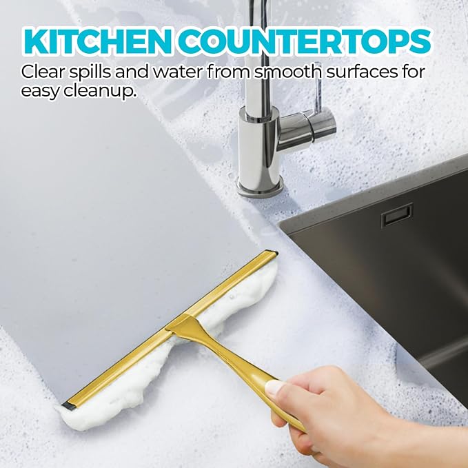 2PACK 12-Inch Golden All-Purpose Shower Squeegee - Image 6