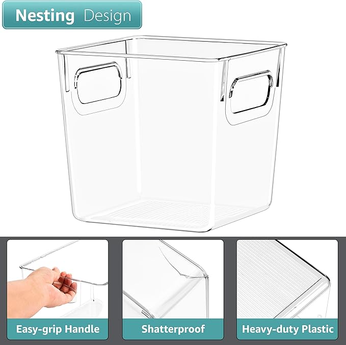 Sorbus 4 Pack Small Clear Plastic Storage Bins, Refrigerator, Under Sink - Image 4